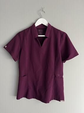 FIGS Scrub Top Women's S Wine Purple Technical Collection Workwear Uniform